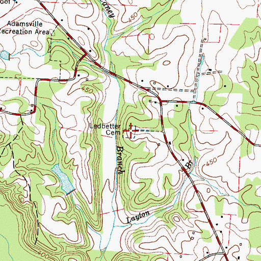Topographic Map of Ledbetter Cemetery, TN