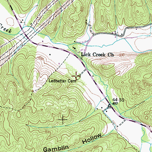 Topographic Map of Ledbetter Cemetery, TN