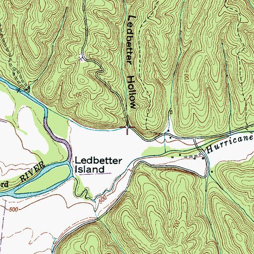 Topographic Map of Ledbetter Hollow, TN