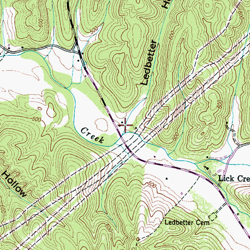 Topographic Map of Ledbetter Hollow, TN
