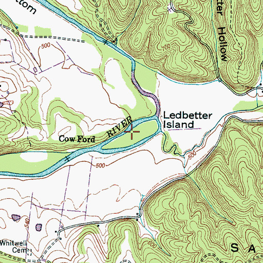 Topographic Map of Ledbetter Island, TN