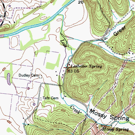 Topographic Map of Ledbetter Spring, TN
