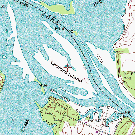 Topographic Map of Ledford Island, TN