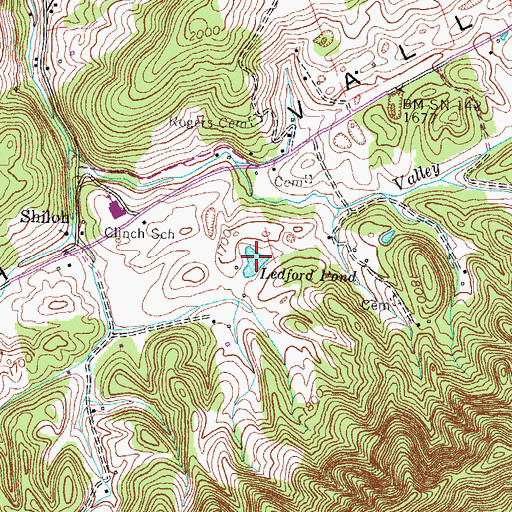 Topographic Map of Ledford Pond, TN