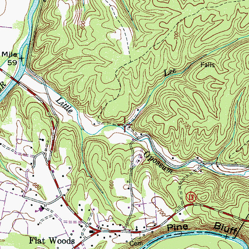 Topographic Map of Lee Branch, TN