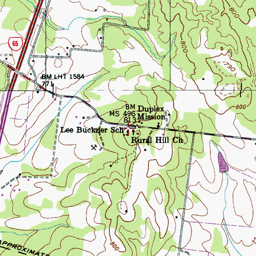 Topographic Map of Lee Buckner School, TN