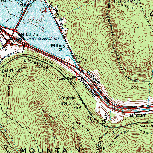 Topographic Map of Lee Cemetery, TN