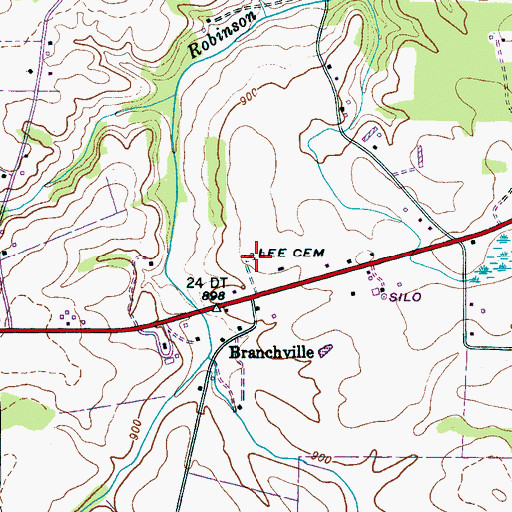 Topographic Map of Lee Cemetery, TN