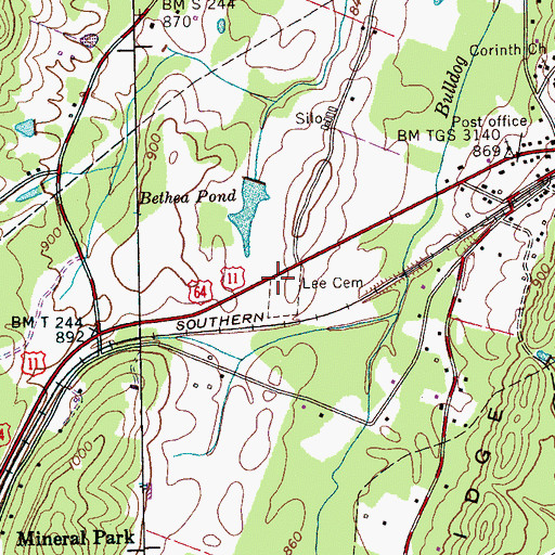 Topographic Map of Lee Cemetery, TN