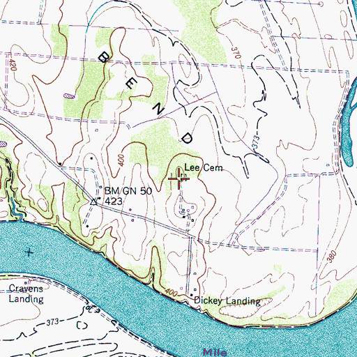 Topographic Map of Lee Cemetery, TN