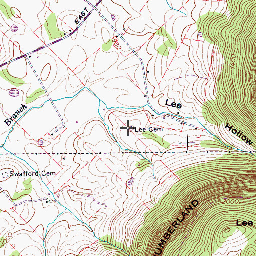 Topographic Map of Lee Cemetery, TN