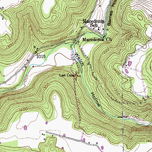 Topographic Map of Lee Cemetery, TN