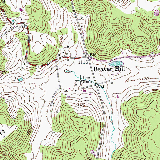 Topographic Map of Lee Cemetery, TN