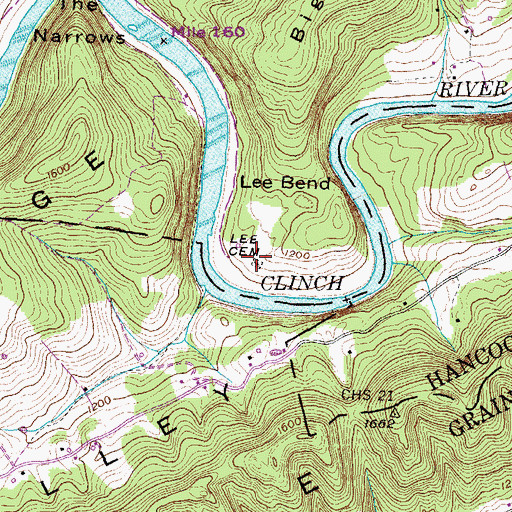 Topographic Map of Lee Cemetery, TN