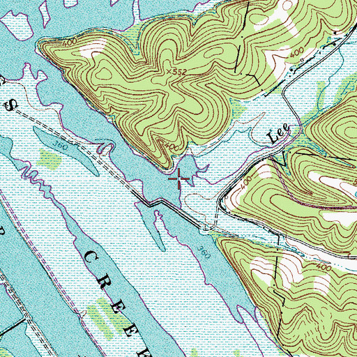 Topographic Map of Lee Creek, TN
