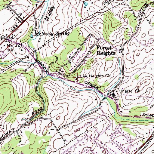 Topographic Map of Lee Heights Church, TN