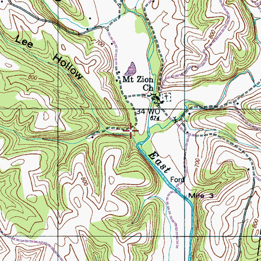 Topographic Map of Lee Hollow, TN