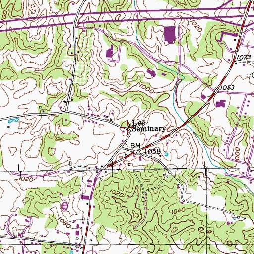 Topographic Map of Lee Seminary, TN