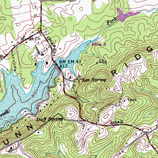 Topographic Map of Lee Spring, TN