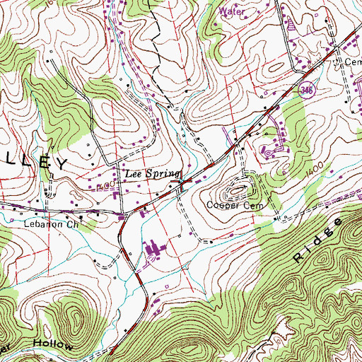 Topographic Map of Lee Spring, TN