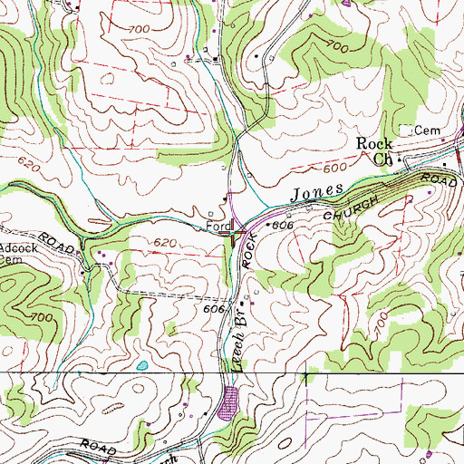 Topographic Map of Leech Branch, TN