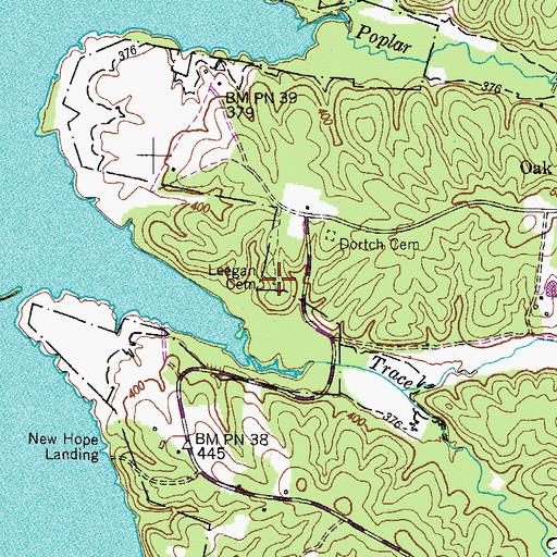Topographic Map of Leegan Cemetery, TN