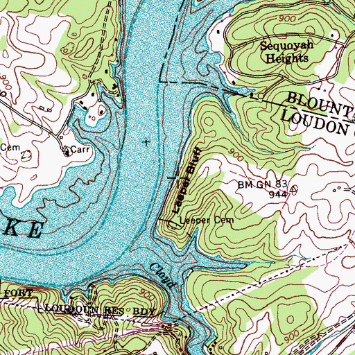 Topographic Map of Leeper Bluff, TN