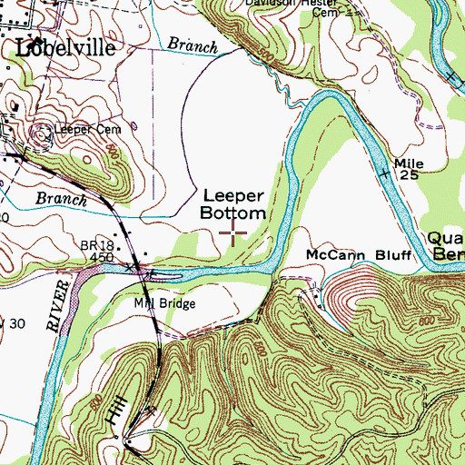 Topographic Map of Leeper Bottom, TN