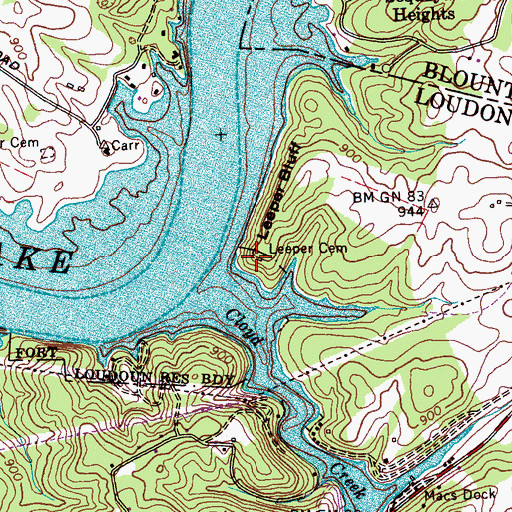 Topographic Map of Leeper Cemetery, TN