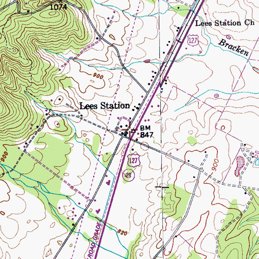 Topographic Map of Lees Station, TN