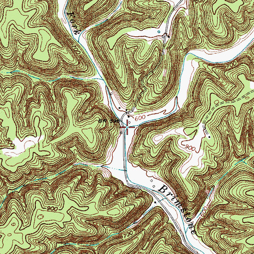 Topographic Map of Left Fork Brimstone Creek, TN