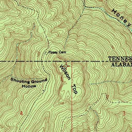 Topographic Map of Wilson Top, AL
