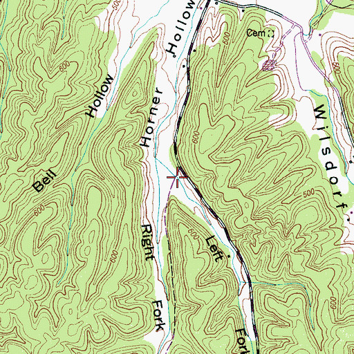Topographic Map of Left Fork Horner Hollow, TN