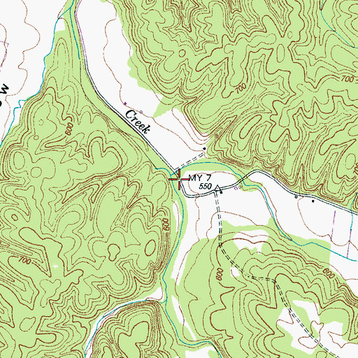 Topographic Map of Left Fork Whites Creek, TN
