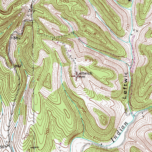 Topographic Map of Leftwich Cemetery, TN
