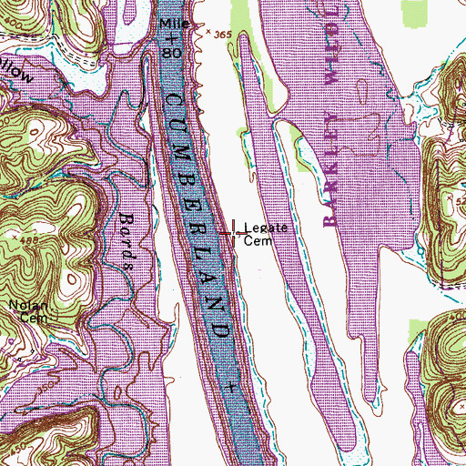 Topographic Map of Legate Cemetery, TN