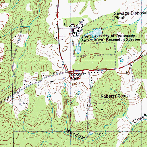 Topographic Map of Leggett Cemetery, TN