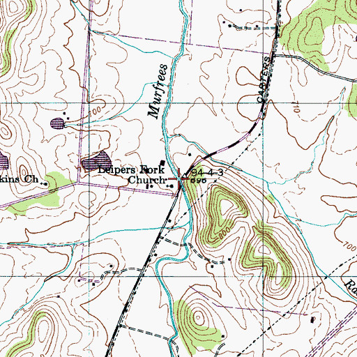 Topographic Map of Leipers Fork Church, TN