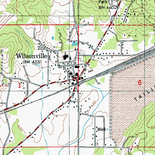 Topographic Map of Wilsonville, AL