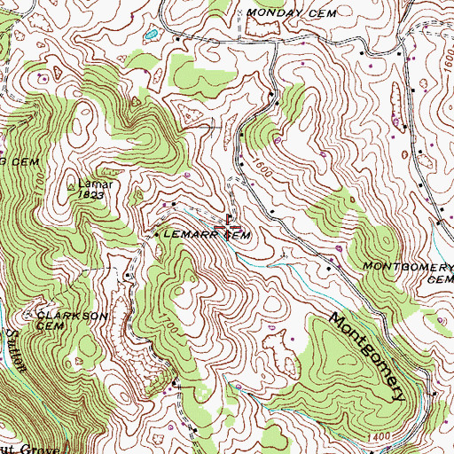 Topographic Map of Lemarr Cemetery, TN