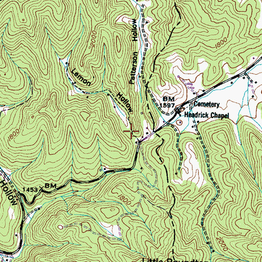 Topographic Map of Lemon Hollow, TN