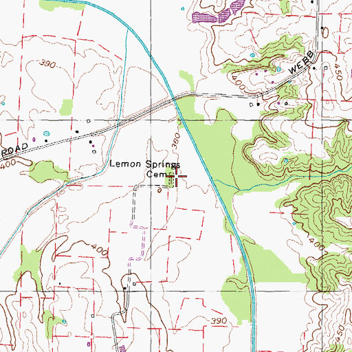 Topographic Map of Lemon Springs Cemetery, TN