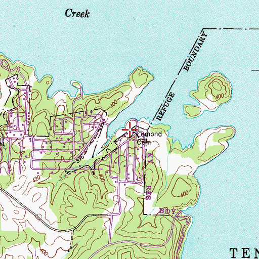 Topographic Map of Lemond Cemetery, TN