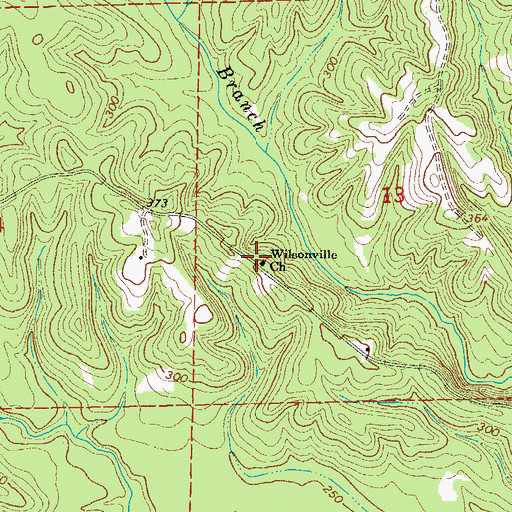 Topographic Map of Wilsonville Church, AL