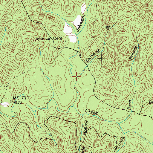 Topographic Map of Leonard Branch, TN
