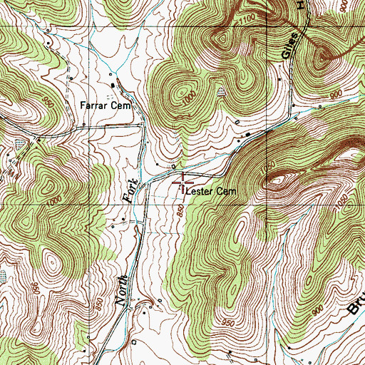 Topographic Map of Lester Cemetery, TN