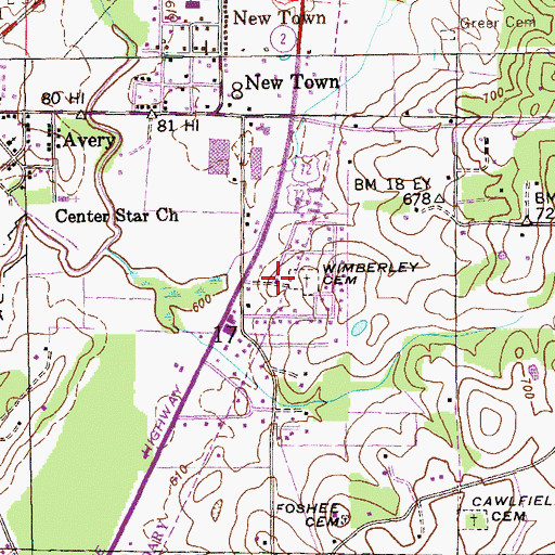 Topographic Map of Wimberley Cemetery, AL
