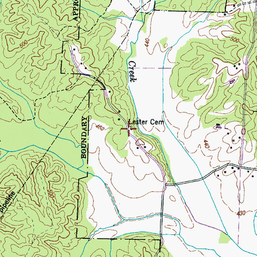 Topographic Map of Lester Cemetery, TN