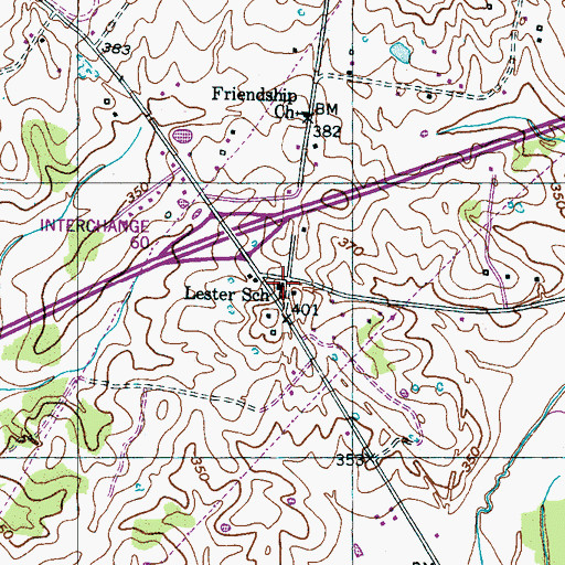Topographic Map of Lester School, TN