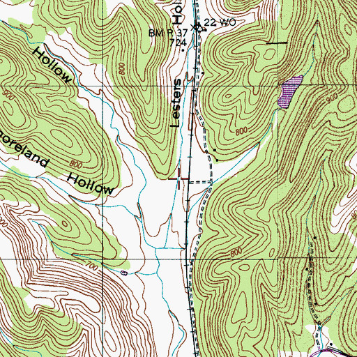 Topographic Map of Lesters Hollow, TN